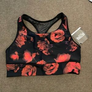 Victoria Secret Sport Bra size Large red floral and black new with tags